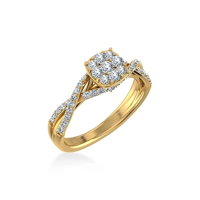 14K Gold Round Diamond Womens Designer Ring 3/4 Cttw