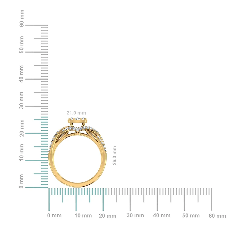 14K Gold Round Diamond Womens Designer Ring 3/4 Cttw