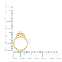 14K Gold Round Baguette Diamond Square Shape Womens Sz 7 Designer Ring 7/8 Cttw