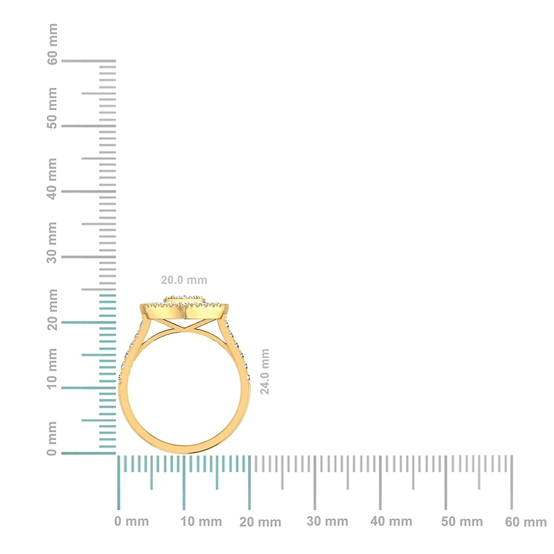 14K Yellow Gold Round Baguette Diamond Heart Shape Womens Sz 7 Designer Ring 1 Cttw