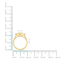 14K Yellow Gold Round Baguette Diamond Heart Shape Womens Sz 7 Designer Ring 1 Cttw