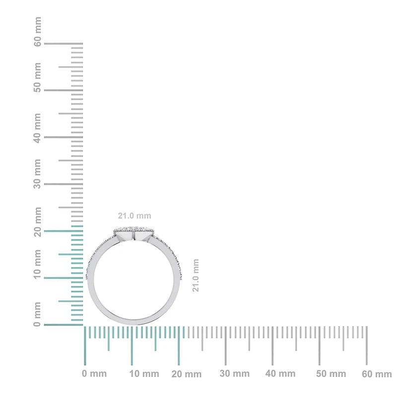 14K White Gold Round Diamond Heart Shape Womens Sz 7 Designer Ring 3/8 Cttw