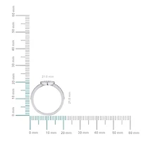 14K White Gold Round Diamond Heart Shape Womens Sz 7 Designer Ring 3/8 Cttw