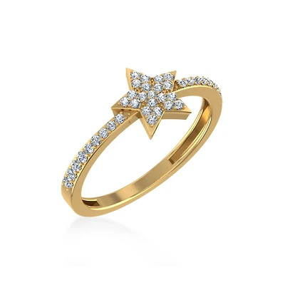 14K Gold Round Diamond Womens Star Shape Sz 7 Designer Ring 1/4 Cttw