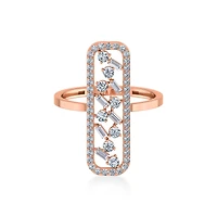 14K Rose Gold Round Baguette Diamond Womens Designer Ring 5/8 Cttw