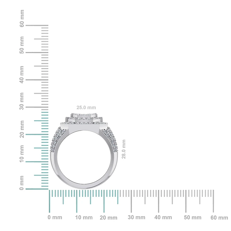 10K White Gold Round Diamond Designer Sz 10 Mens Ring 2-3/4 Cttw