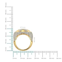 10K Yellow Gold Round Diamond Star Shape Designer Sz 10 Mens Ring 3/4 Cttw