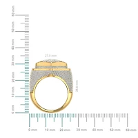 10K Yellow Gold Round Diamond Mens Heart Shape Sz 10 Designer Mens Ring 4-3/8 Cttw