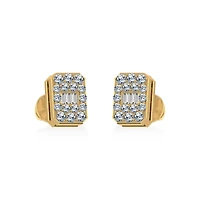 14K Yellow Gold Baguette Diamond Emerald Shape Stud Earrings 1/5 Cttw