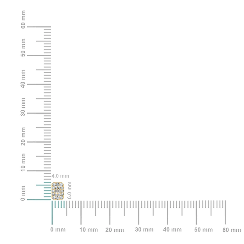 14K Yellow Gold Baguette Diamond Emerald Shape Stud Earrings 1/5 Cttw