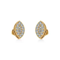 14K Gold Baguette Diamond Marquise Shape Stud Earring 1/4 Cttw