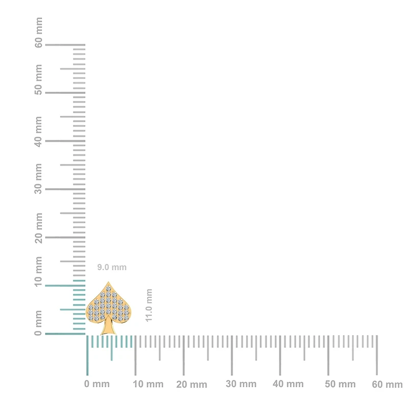 14K Yellow Gold Round Baguette Diamond Cluster Stud Earring 1/6 Cttw