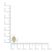 14K Gold Round Baguette Diamond Hamza Hand Religious Stud Earrings 1/5 Cttw