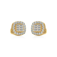 14K Yellow Gold Diamond Designer Stud Earring 1/3 Cttw