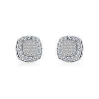 14K White Gold Round Baguette Diamond Stud Earring /8 Cttw
