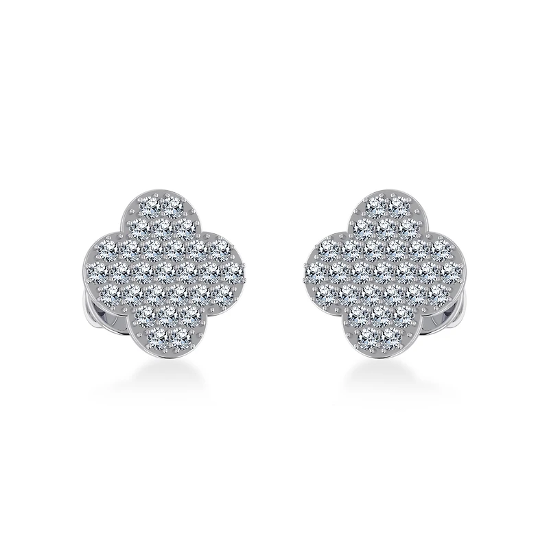 14K White Gold Diamond Designer Stud Earring 1/4 Cttw