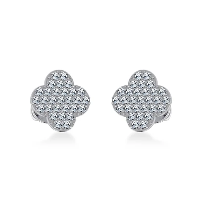 14K White Gold Diamond Designer Stud Earring 1/4 Cttw
