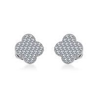 14K White Gold Diamond  Designer Stud Earring 1/4 Cttw
