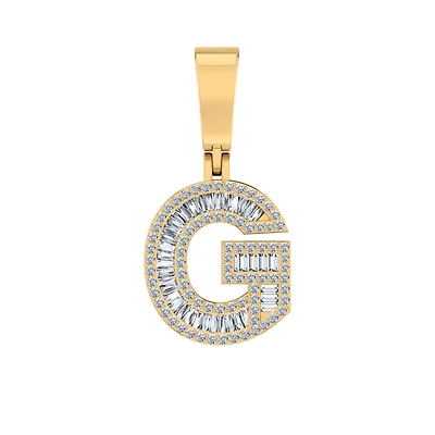 10K Yellow Gold Baguette Diamond Initial G Letter Pendant 1/2 Cttw