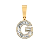 10K Yellow Gold Baguette Diamond Initial G Letter Pendant 1/2 Cttw