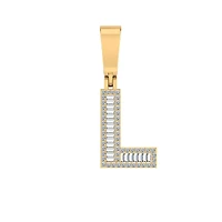10K Yellow Gold Baguette Diamond Initial Letter Pendant 1/ Cttw