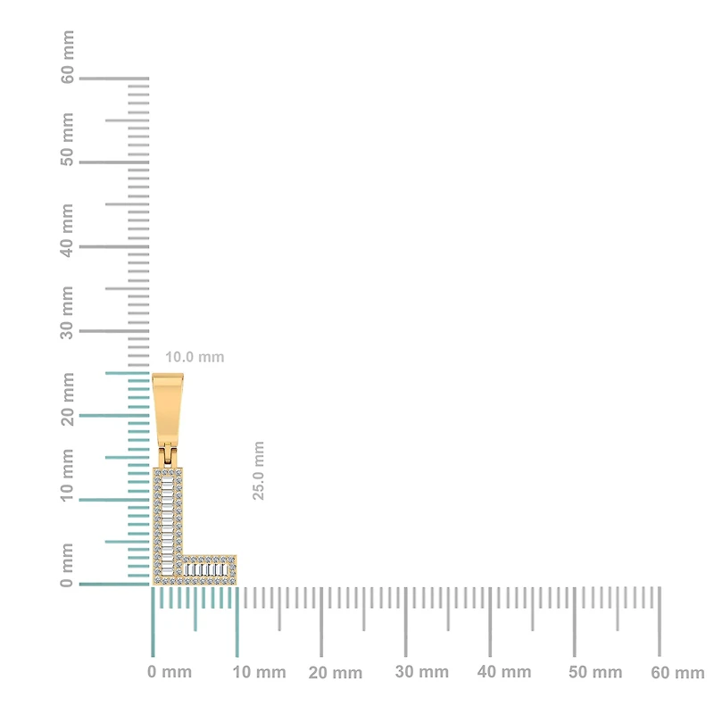 10K Yellow Gold Baguette Diamond Initial Letter Pendant 1/ Cttw