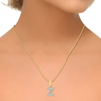 10K Yellow Gold Baguette Diamond Initial Z Letter Pendant 1/2 Cttw