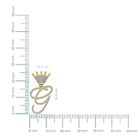 10K Yellow Gold Round Diamond Crown G Letter Initial Pendant 1/5 Cttw