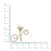 10K Yellow Gold Round Diamond Crown N Letter Initial Pendant 1/4 Cttw