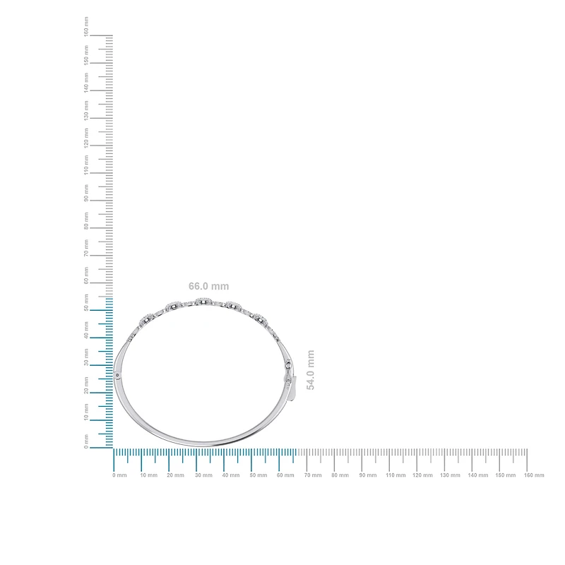 10K White Gold Round Diamond Designer Bangle Bracelet 1 Cttw