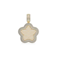 10K Yellow Gold Round Baguette Diamond Star Designer Charm Pendant 3-3/4 Cttw