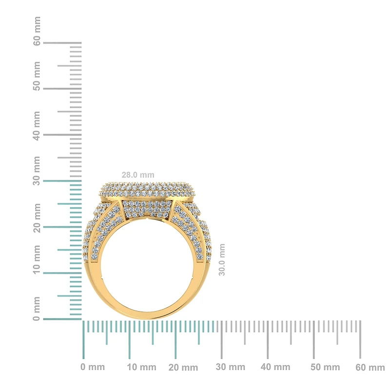 10K Gold Round Baguette Diamond Designer SZ 10 Mens Ring 4 Cttw