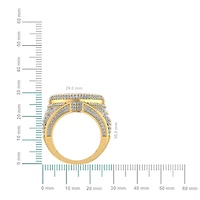 10K Yellow Gold Round Baguette Diamond Heart Shape Designer SZ 10 Mens Ring 4-1/2 Cttw