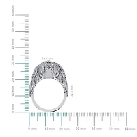 10K White Gold Round Diamond 3D Jesus Religious SZ 10 Mens Ring 2 Cttw