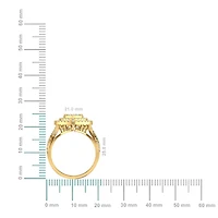10K Gold Round Diamond Two Row Heart Shape Womens Ring SZ 7 1 Cttw