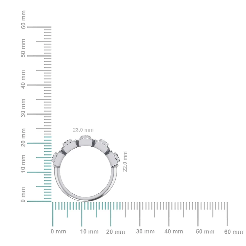 10K White Gold Round Baguette Diamond Designer Womens Band Ring SZ 7 1/2 Cttw