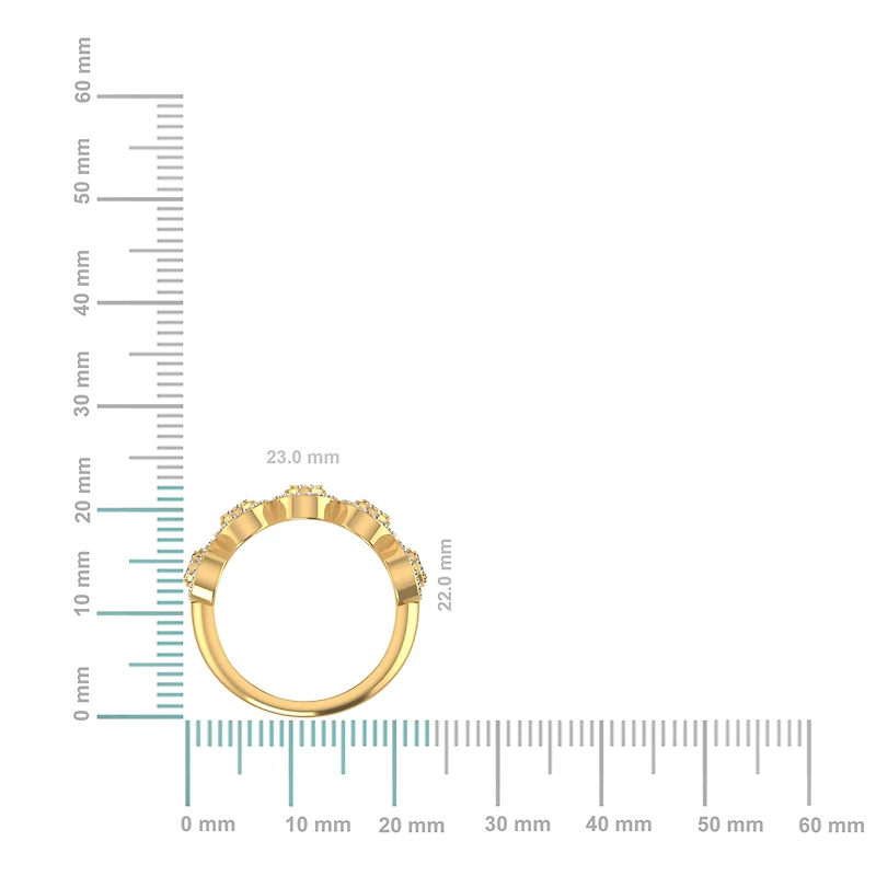 10K Gold Round Baguette Diamond Oval Shape Designer Womens Band Ring SZ 7 1/2 Cttw