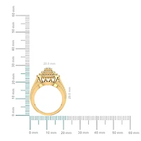 10K Gold Round Diamond Square Shape Designer Womens Ring SZ 7 1-5/8 Cttw