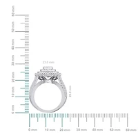 10K White Gold Round Diamond Heart Shape Designer Womens Ring SZ 7 2-3/8 Cttw