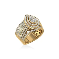 10K Gold Round Diamond Pear Shape Designer Womens Ring SZ 7 1-7/8 Cttw
