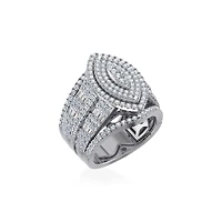 10K White Gold Round Baguette Diamond Marquise Shape Designer Womens Ring SZ 7 2 Cttw