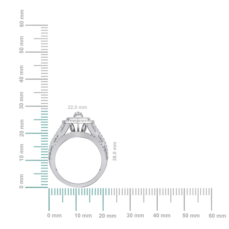 10K White Gold Round Baguette Diamond Marquise Shape Designer Womens Ring SZ 7 2 Cttw