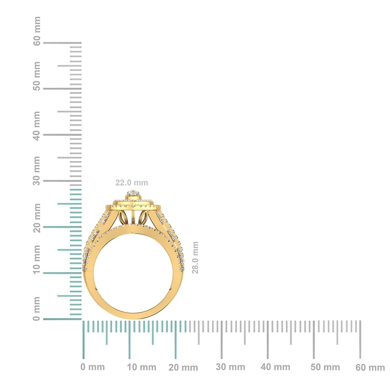 10K Gold Round Baguette Diamond Marquise Shape Designer Womens Ring SZ 7 2 Cttw