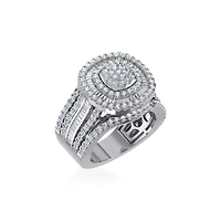 10K White Gold Round Baguette Diamond Square Shape Designer Womens Ring SZ 7 2 Cttw