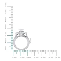 10K White Gold Round Baguette Diamond Square Shape Designer Womens Ring SZ 7 2 Cttw