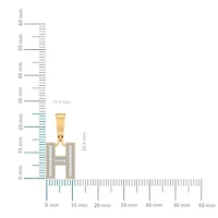 10K Yellow Gold Baguette Diamond Initial H Letter Pendant 1/2 Cttw