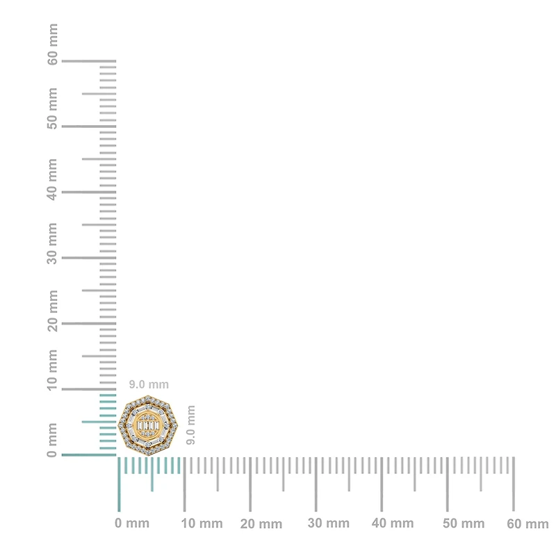 10K Gold Round Diamond Designer Mens Stud Earring / Cttw