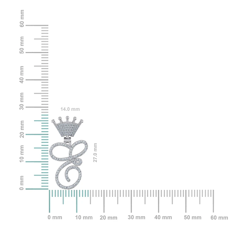 10K White Gold Round Diamond Crown C Letter Initial Pendant 1/4 Cttw