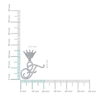 10K Gold Round Diamond Crown F Letter Initial Pendant 1/4 Cttw