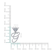 10K White Gold Round Diamond Crown Letter Initial Pendant 1/ Cttw